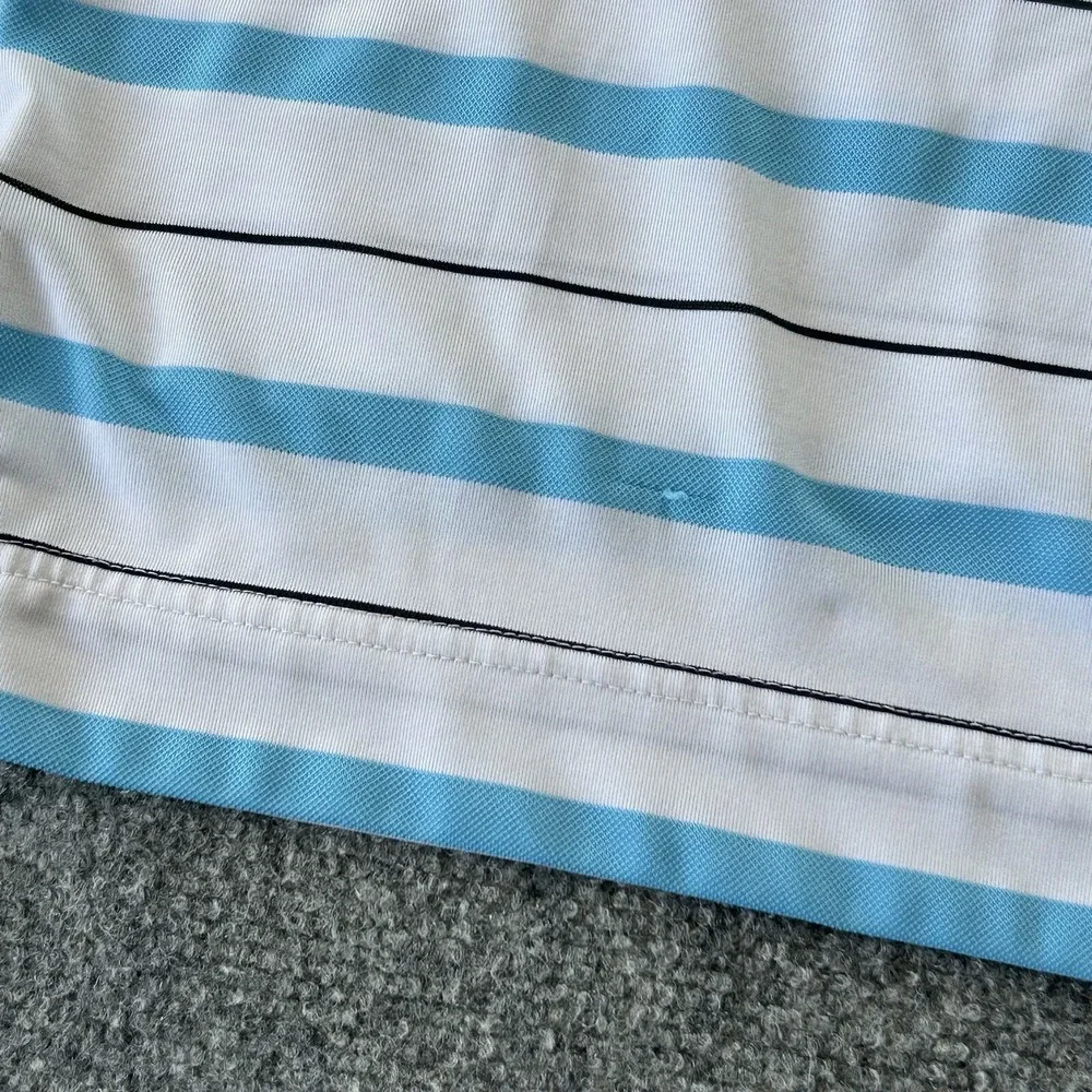 Footjoy Shirt Men Large Blue White Stripe Golf Polo Performance Hybrid Relax Fit
